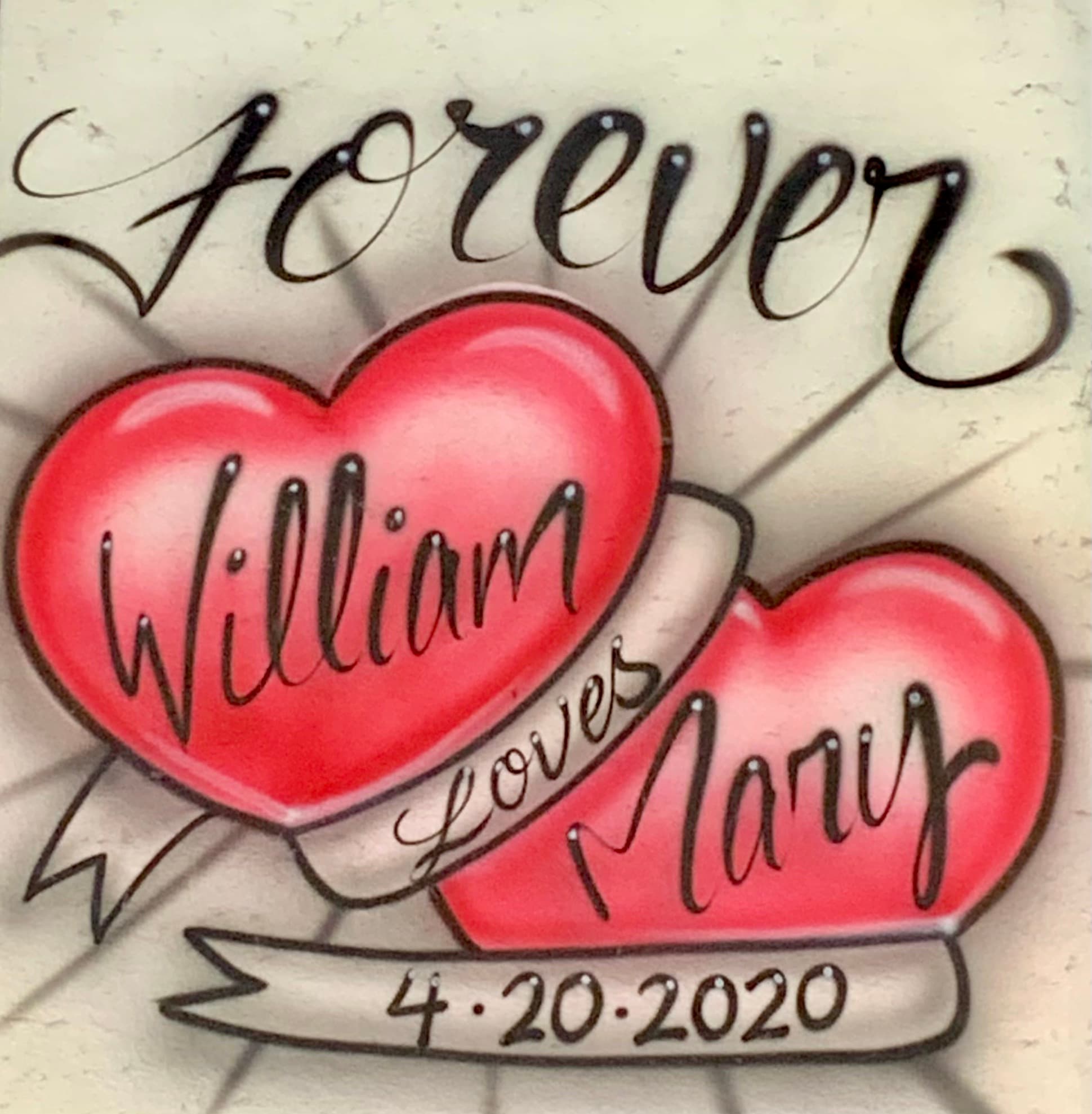 Couples Hearts airbrush design