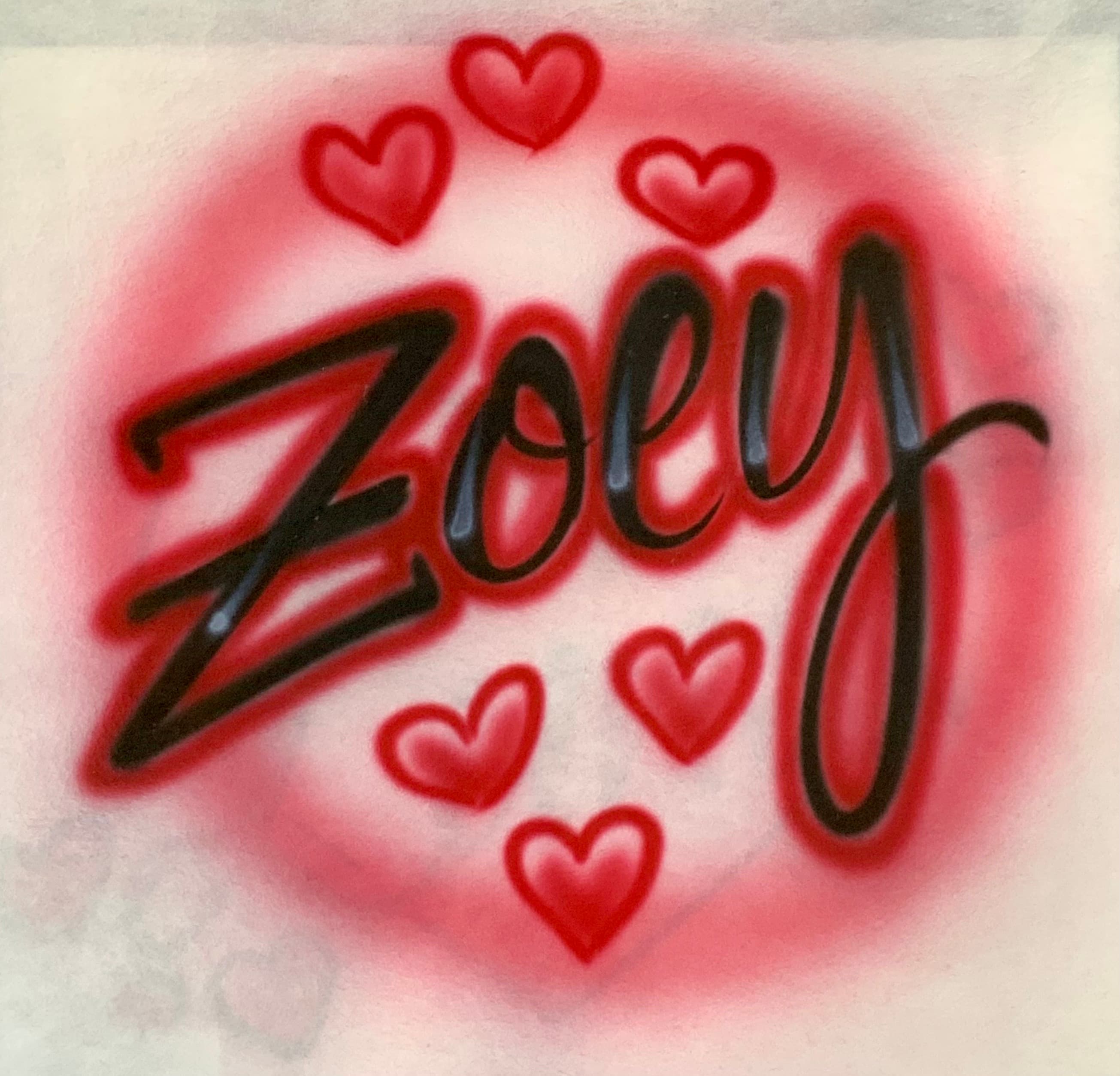 Hearts Script Name airbrush design