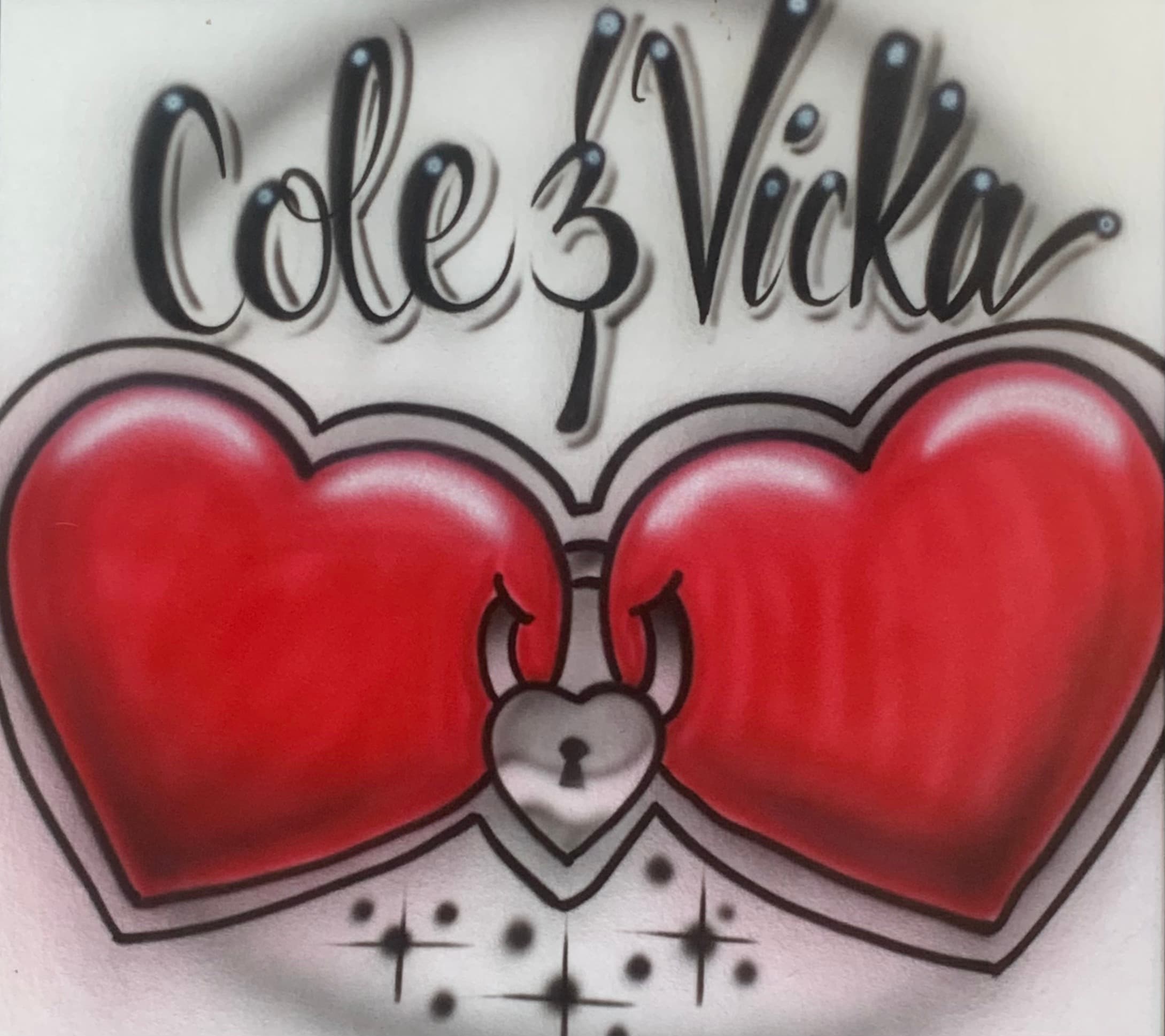 Loves Forever Hearts airbrush design